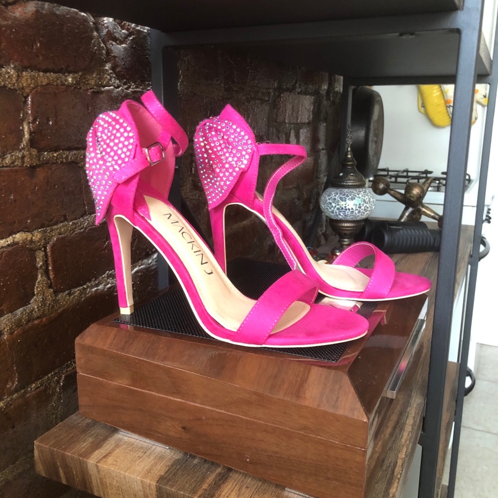 Mackin J Sexy Fuschia Sparkly Faux Crystal Heels